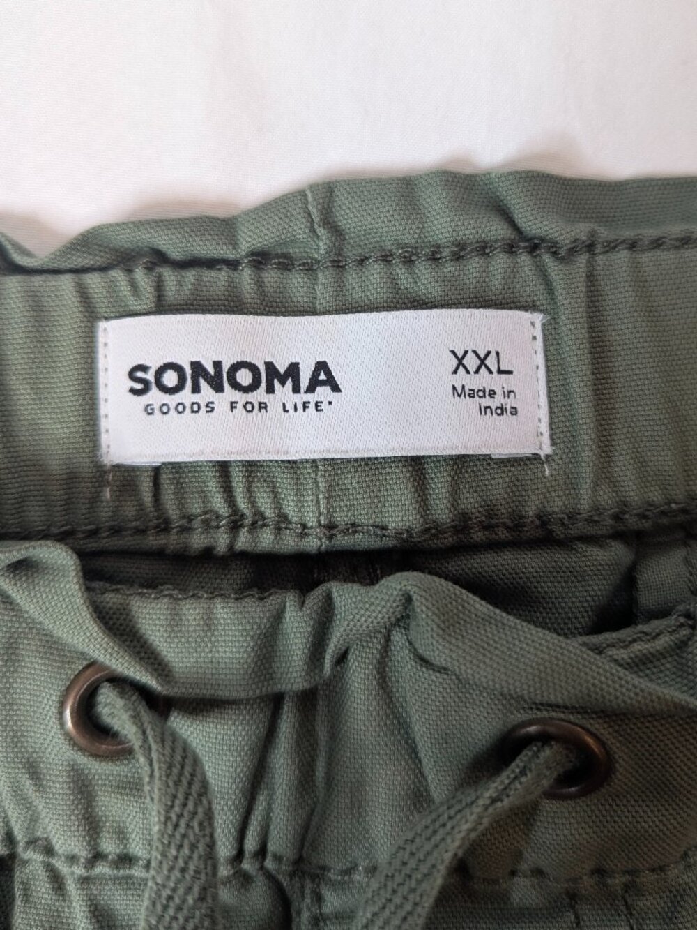 Sonoma Cotton Blend Pull On Pants, Olive Green Wide Leg Drawstring, Size XXL - Picture 3 of 8